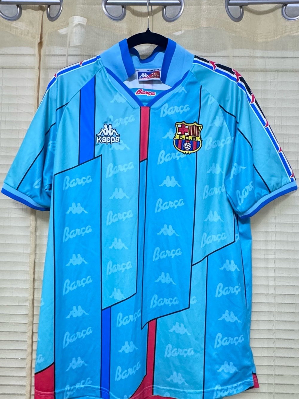 Kappa Barcelona Light Blue Men's Football Jersey with Red & Blue Accents
